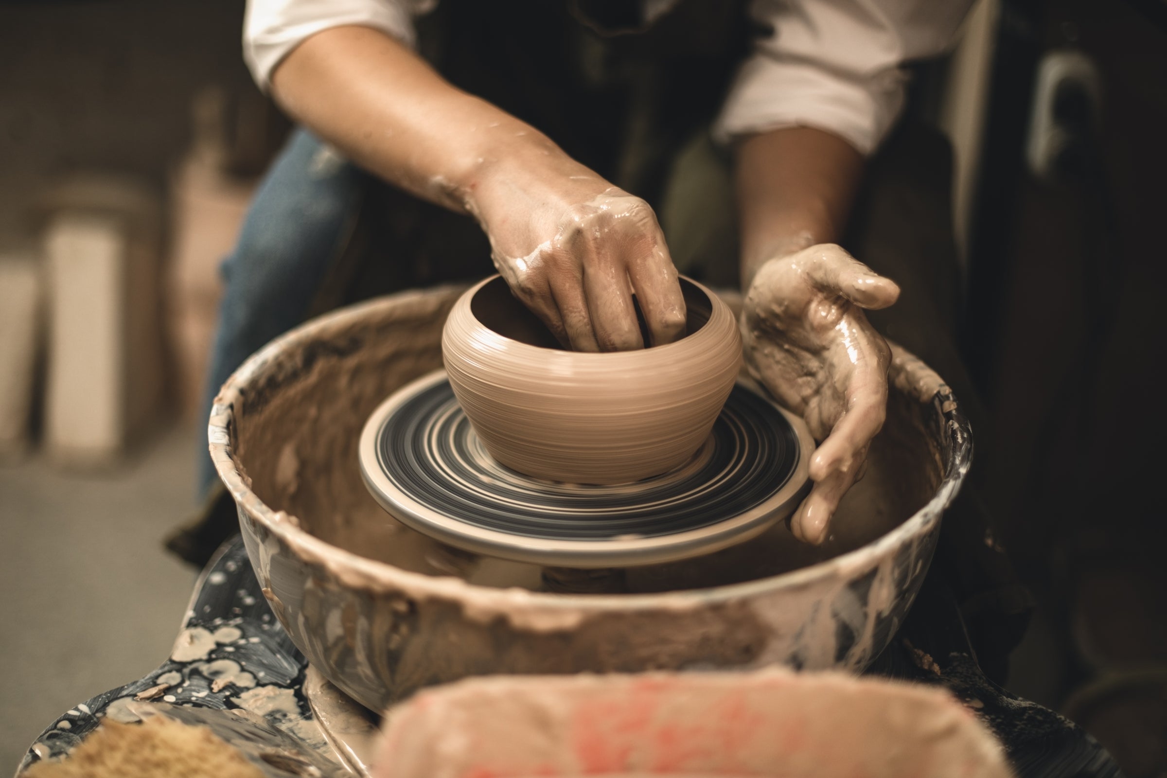 Learn to throw on the pottery wheel, take a private class or come in for  open studio! %